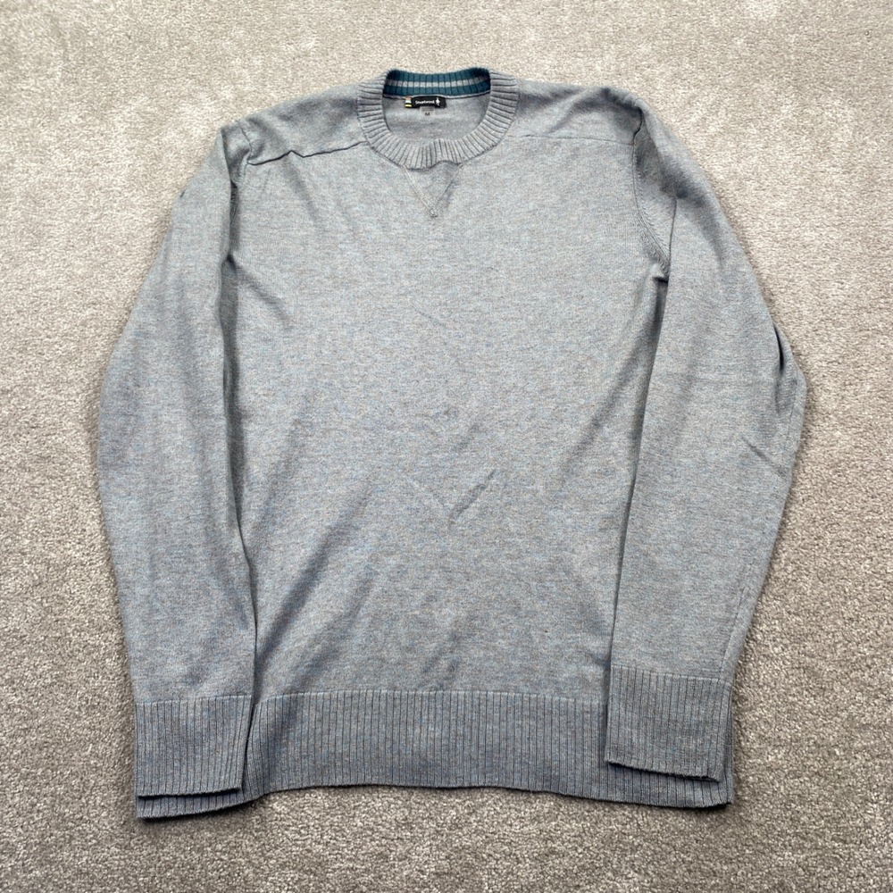 Smartwool Sweater Mens Medium Blue Gray Merino Wool Crewneck Pullover Ribbed